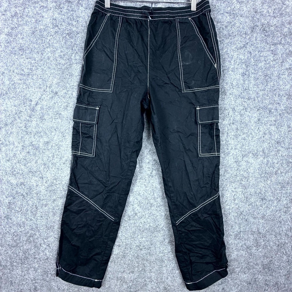 Dickies Cargo Pants Mens Small Black Cotton Elastic Waist Contrast Stitching‎